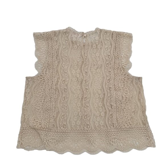 Lauren Conrad Women’s top Cream Ivory Lace Blouse sleevless BOHO romantic XXL - Picture 2 of 10